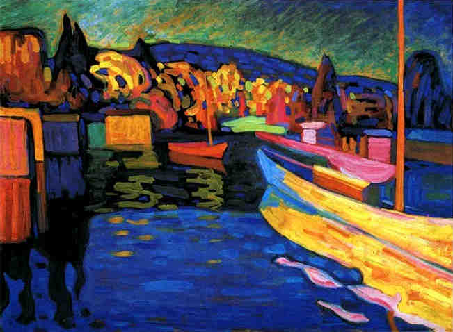 Кандинский. Осенний пейзаж с лодками. 1908 год